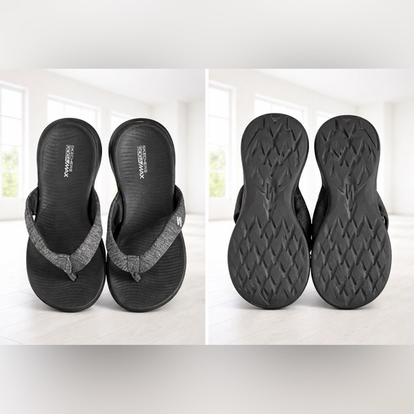 Skechers Shoes - Skechers On-The-Go Goga Max Charcoal and Black Casual Sandals Size 10 GUC